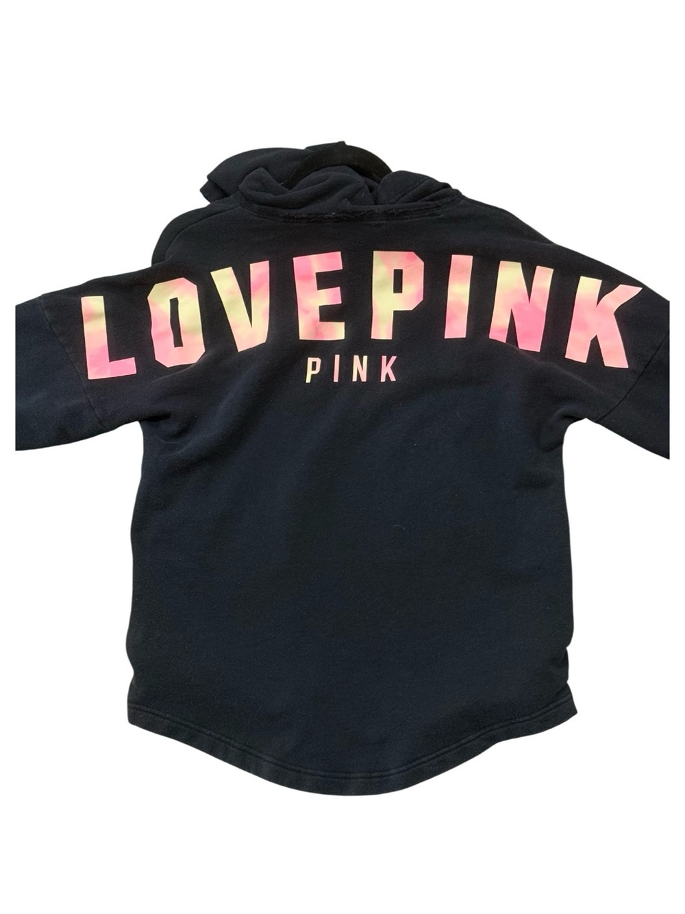 PINK Victoria’s Secret Black Hooded Sweatshirt Love Pink Graphic Medium - Picture 4 of 4